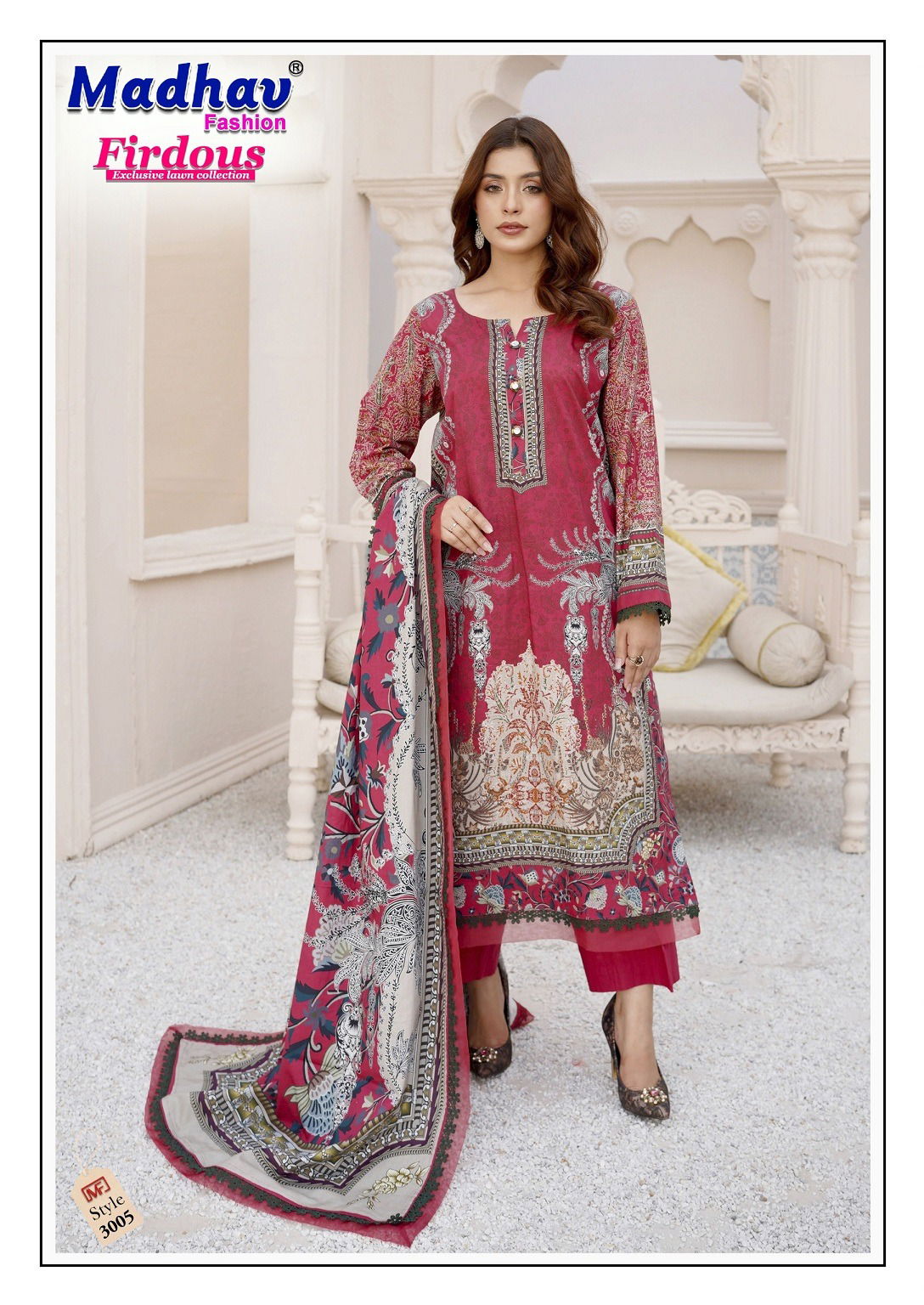Firdous Vol 3 by Madhav Lawn Cotton Printed Dress Material Surat Wholesale Market
